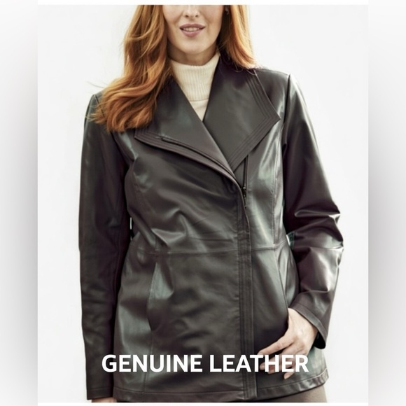 Jessica London Jackets & Blazers - NWT 18 Genuine Leather Jacket
